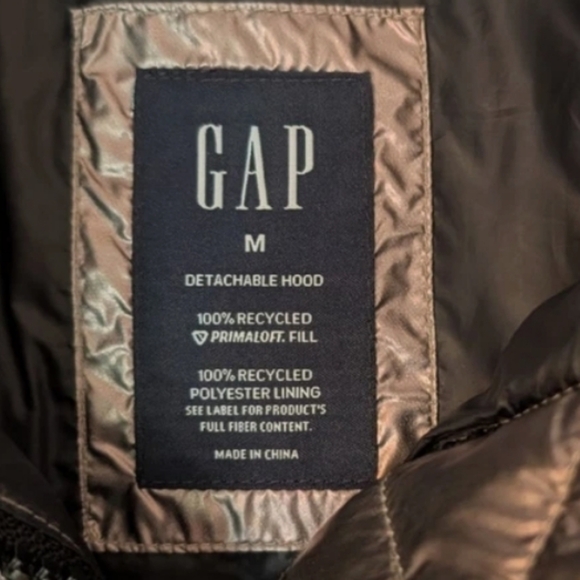 NWT Women's GAP Olive Green Recycled Puffer Jacket - Picture 2 of 6